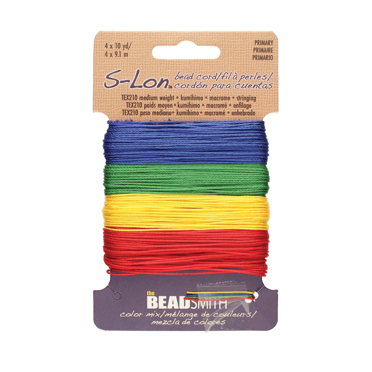 12 Packs: 4 ct. (48 total) The Beadsmith® S-Lon® 0.5mm Mixed Color Bead Cords